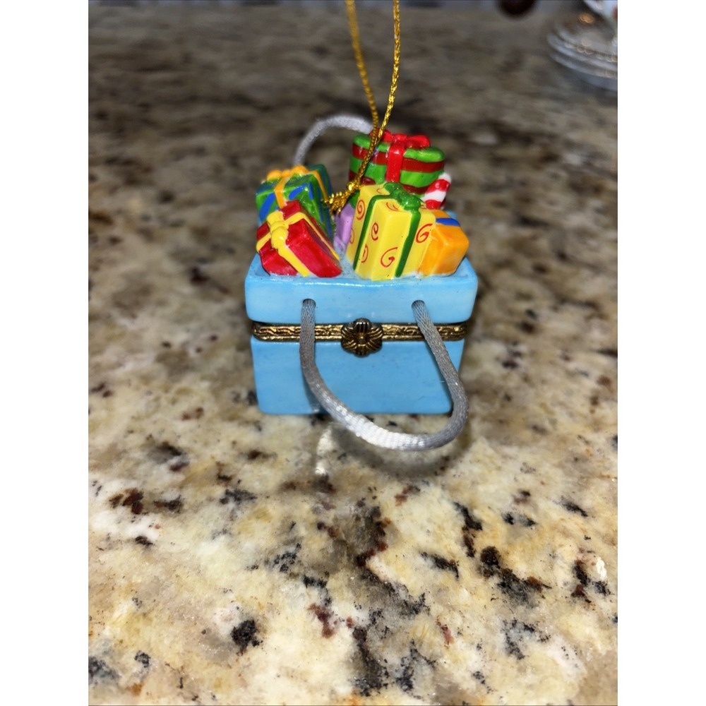 Gift Bag Christmas Porcelain Surprise Gift Trinket Ornament Box Hinged 3745